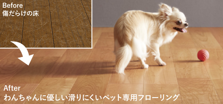 洋室ペット専用フローリング重ね張り