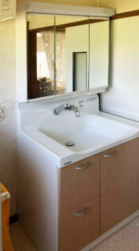 洗面台：福島県耶麻郡　使いやすさ重視の快適な洗面化粧台リフォーム